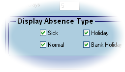 Focus calendar absence type closeup